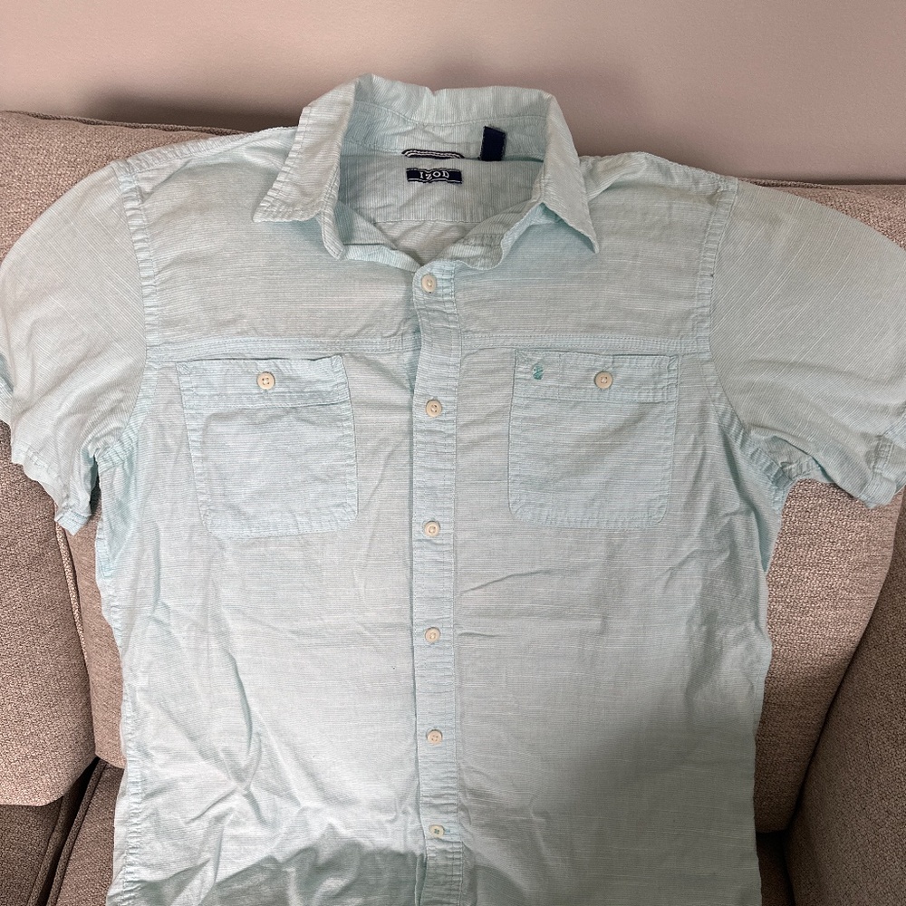 Aqua blue button up shirt